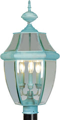 Livex Lighting 2354-06 Outdoor Post with Clear Beveled Glass Shades Verdigris