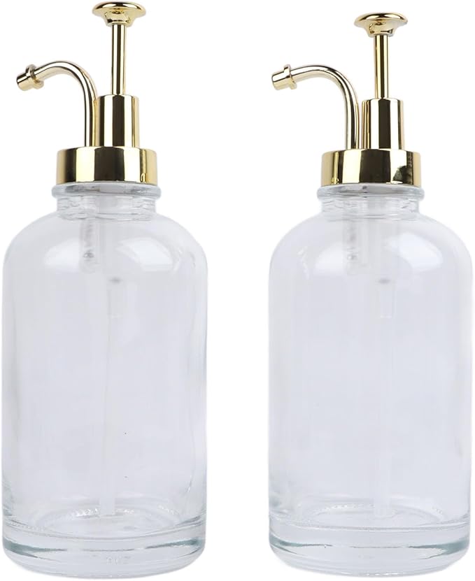 2PCS Syrup Dispensers for Coffee Accessories Glass Syrup Bottle Pump with 9 Labels Silicone Funnel Gold Precise Dispensing Stylish Addition to Coffee Shop Cafe Home Bar
