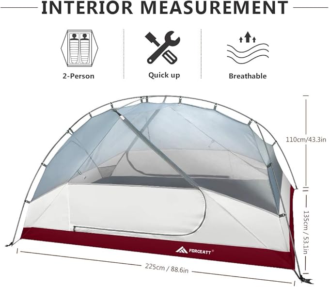 Forceatt Tent for 2 and 3 Person is Waterproof and Windproof Camping Tent for 3 to 4 SeasonsLightweight Aluminum Pole Backpacking Tent Can be Set Up QuicklyGreat for Hiking