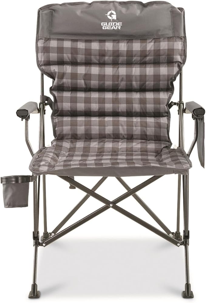 Guide Gear Oversized XL Comfort Padded Mammoth Camping Chair Includes Carry Bag Portable Folding Large Camp Lounge Chairs for Outdoor Adults Men and Women Heavy-Duty 500-Pound Capacity Gray
