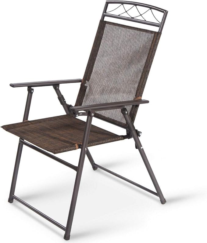 SPSUPE Set of 4 Outdoor Patio Folding Chairs Steel Camping Chairs Ideal for Deck Garden Pool Backyard Coffee