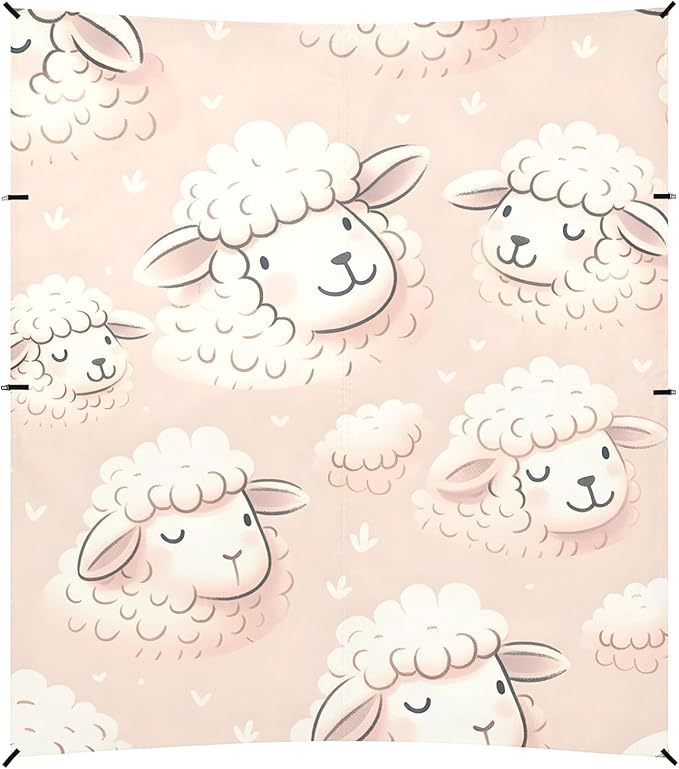 Sheep Head Light Pink Camping Sun Shelter Beach Tent Portable Beach Sun Shade Outdoor Canopy for Camping Trips Fishing Picnic