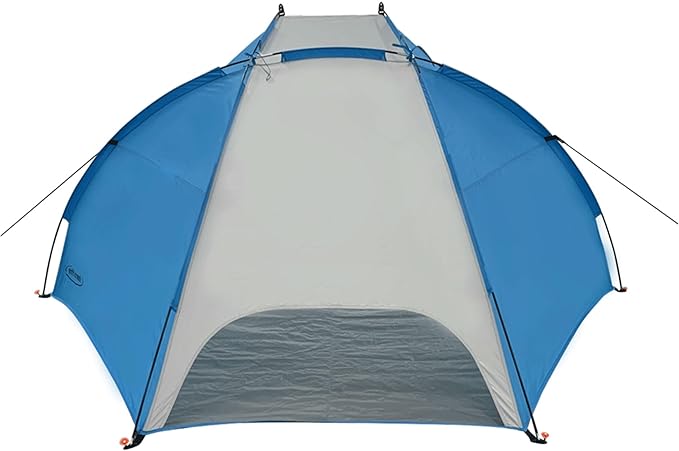 BS-002 Outdoor Portable Canopy Beach Waterproof Windproof Shelter Sun Shade Tent with 2 Mesh Sand Pockets Carry Bag and Stakes Blue