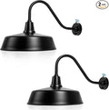 18 inch Barn Lights Outdoor Gooseneck Lighting Dusk to Dawn Black Exterior Barn Lights Farmhouse Wall Lighting Fixtures with Sensor for Porch Garage (2 18 Diameter)