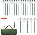 20-Pack Heavy-Duty Tent Stakes 8 Inch Yard Stakes Non-Rust Metal Tent Pegs Ground Stakes Tent Spikes for Camping Patio Garden Canopies with Hex Head Driver and Sturdy Storage Bag (White)