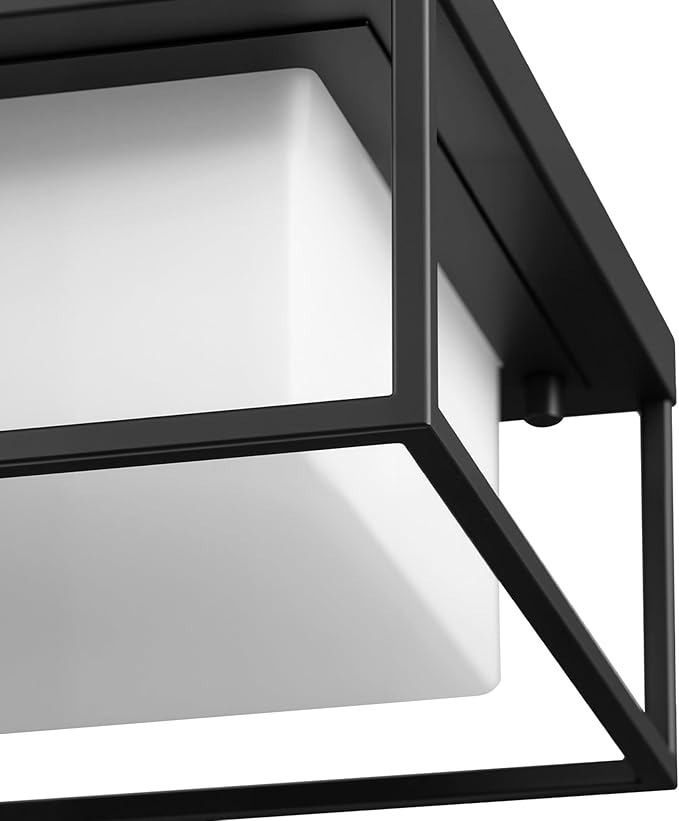 GLOBE Electric 60000164 1-Light Outdoor Flush Mount Matte Black Frosted Glass