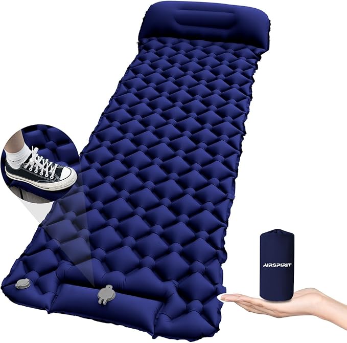 Inflatable Sleeping Pad with Pillow for Camping-Built in Fast Inflation-Ultralight Upgraded Durable Compact Sleeping Mat Moisture Proof Air Mattress for Camping BackpackingHikingTravelTent