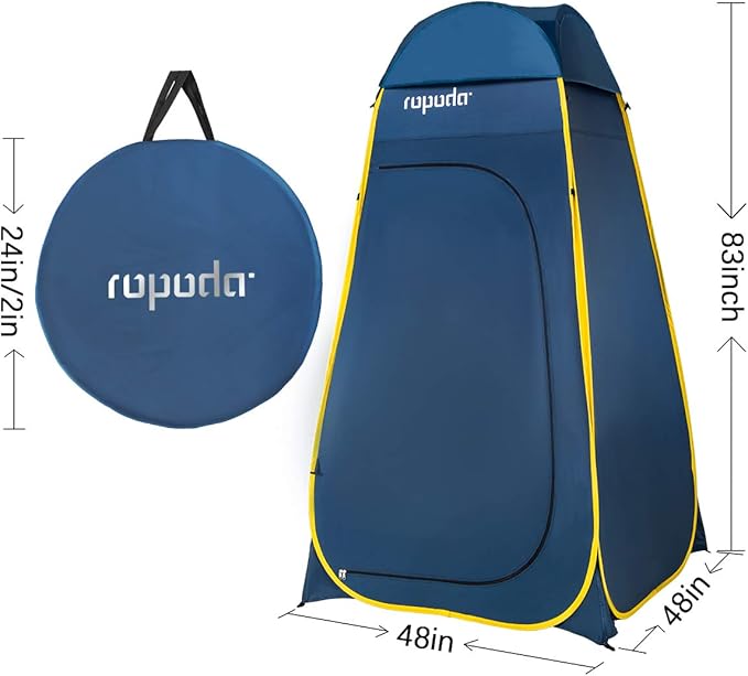 ROPODA Pop Up Tent 83inches x 48inches x 48inches Upgrade Privacy Tent Porta-Potty Tent Includes 1 Removable Bottom 8 Stakes 1 Removable Rain Cover 1 Carrying Bag