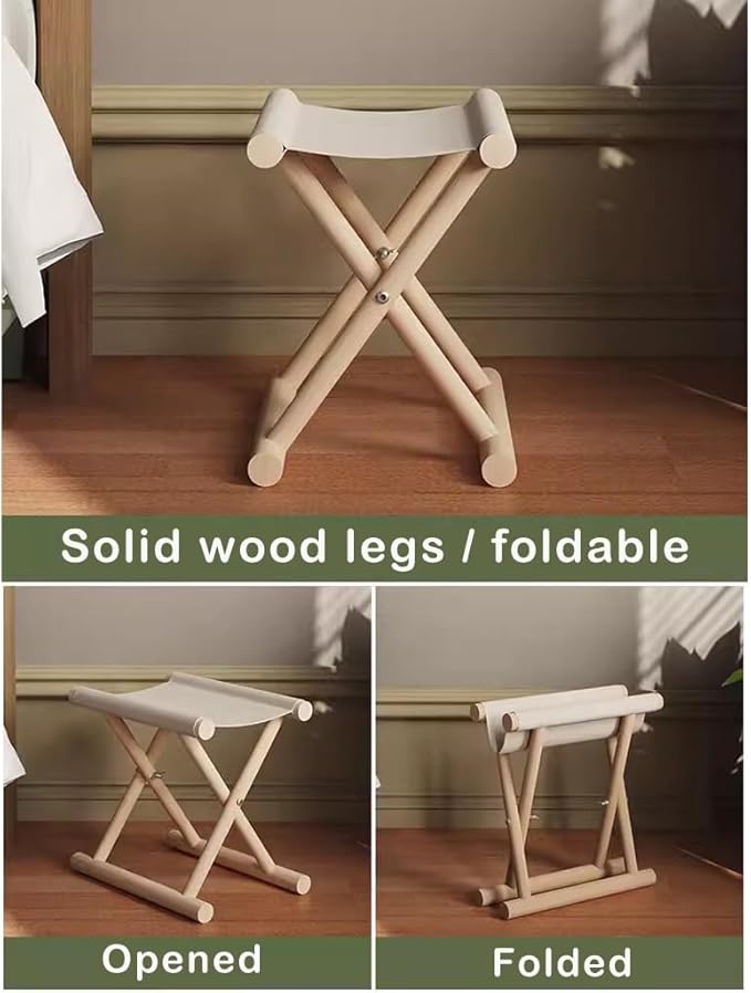Small Chair Stools Folding Short Stool Camping Fishing Chair Shoe Bench for Hallway Foot Stool Under Desk Small Solid Wood Kids Chair Footstool for Living Room Outdoor(Gray A)