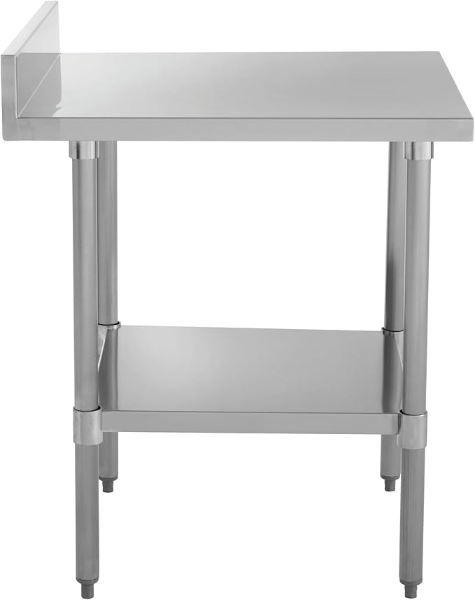 Kratos Stainless Steel Kitchen Prep Table 24 Dx36 W with Backsplash and Undershelf NSF Worktable for Restaurants - 18ga/430SS (28W-045)