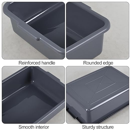 13 Liters Commercial Bus Tub Tote Boxes Plastic Dish Tub Wash Basin Set of 3