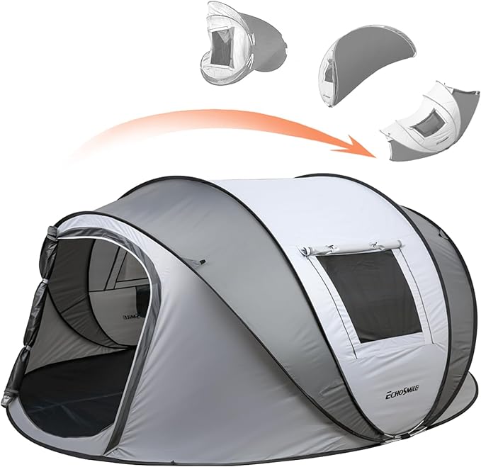 EchoSmile Instant Pop Up Camping Tent 2/4/6 Person Easy Setup Tent Water Resistant Dome Portable with Carry Bag