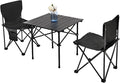 Camping Table Folding Portable Camp Table with 2 Chairs Folding Picnic Table with Carry Bag Indoor Outdoor for Camping Beach Patio RV Backyard BBQ Sturdy Stable Easy to Carry Black