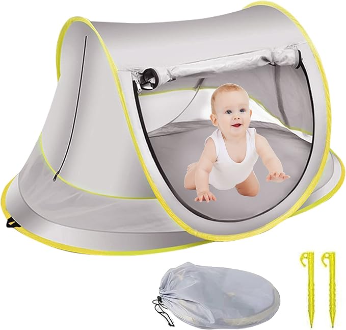 Baby Beach Tent Pop Up Waterproof UPF 50+ Beach Shelter Foldable Beach Accessories Breathable Portable Baby Garden Shade Outdoor Sunshade