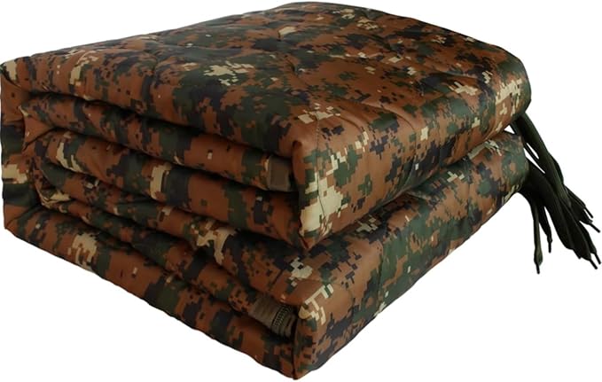 Camo Poncho Liner Army Blanket Military Sleeping Bag with A Compression Carrying Bag for Traveling Hiking Camping Outdoor Survival Car Blanket