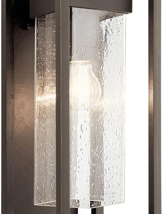 Kichler Lighting Mercer 16 inch 1 Light Outdoor Wall Light with Clear Seeded Glass in Black Finish