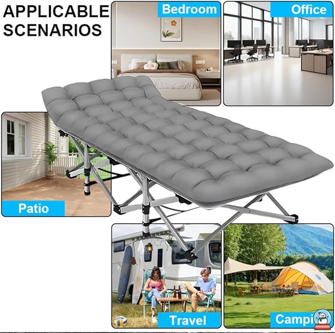 Camping Bed with Mattress Maximum Load Capacity 560-760 pounds can be Used as Travel Equipment Office Lunch Break Beach Vacation and Family Leisure (75in-660lbs)