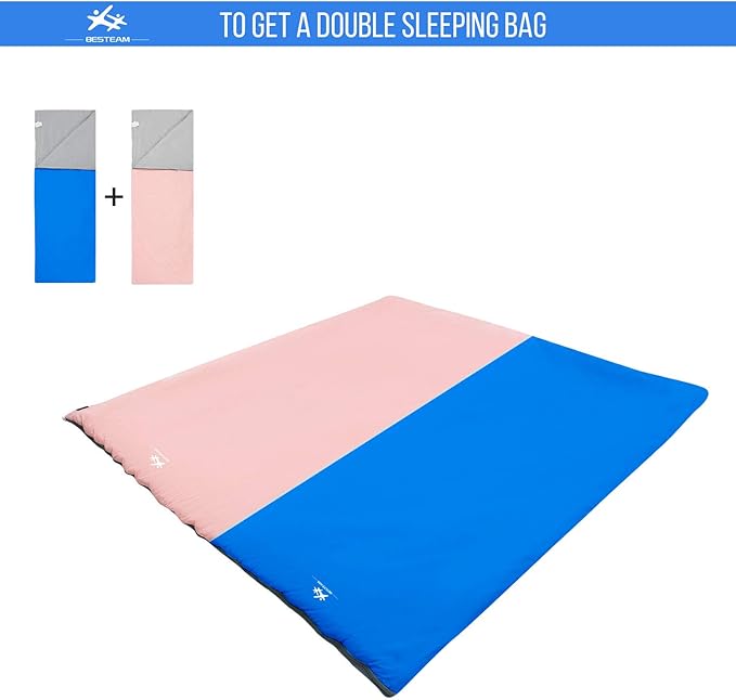 Warm Weather Sleeping Bag - Portable Waterproof Compact Lightweight Packable for Kids Teens Adults Camping Backpacking Hiking Spring Summer Fall