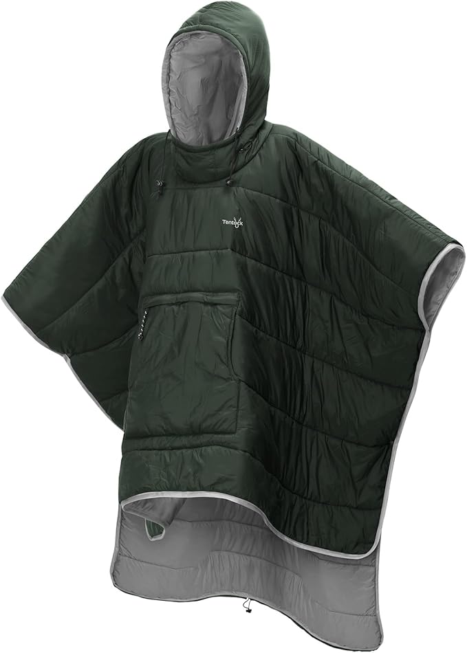 Tentock Wearable Blanket Sleeping Bag Waterproof &amp Machine Washable Poncho with Hood for Stadium Camping Wheelchair Use