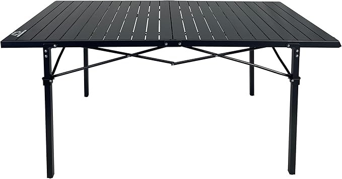 MOUNTAIN SUMMIT GEAR Heavy-Duty Roll-Top Table for Camping - Portable Aluminum-Top Folding Table with Steel Frame by Caddis Sports Inc. (Extra Large)