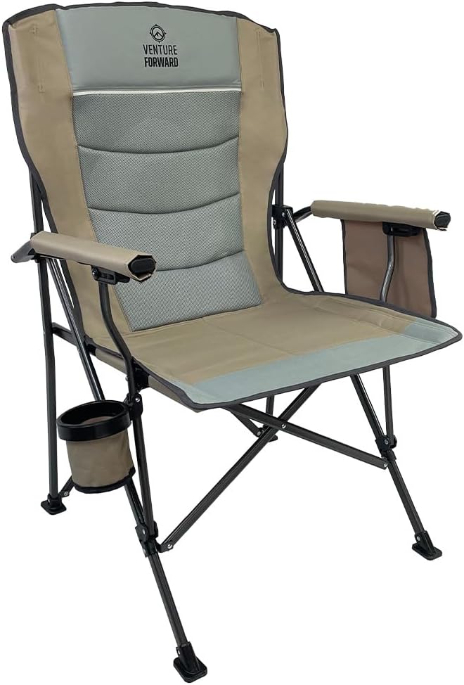 Heavy Duty Oversized Camping Chair - Supports up to 400 lbs - Perfect for Camping Lawn and Outdoor Activities - Folds Compactly into Included Carry Bag