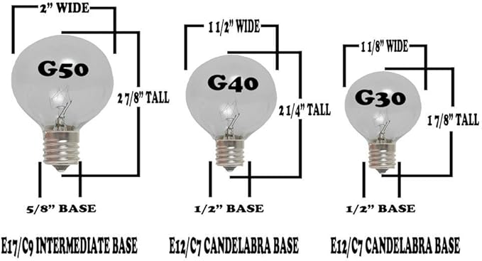 G50 Patio String Lights with 25 Orange Globe Bulbs – Outdoor String Lights – Market Bistro Café Hanging String Lights – Patio Garden Umbrella Globe Lights - Brown Wire - 25 Feet