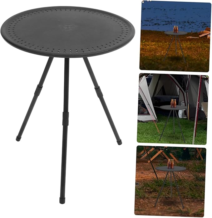 1pc Adjustable Portable Round Folding Table Lightweight Camp Table for Outdoor Picnics Barbecues and Camping Sturdy and Design for Home and Travel Use