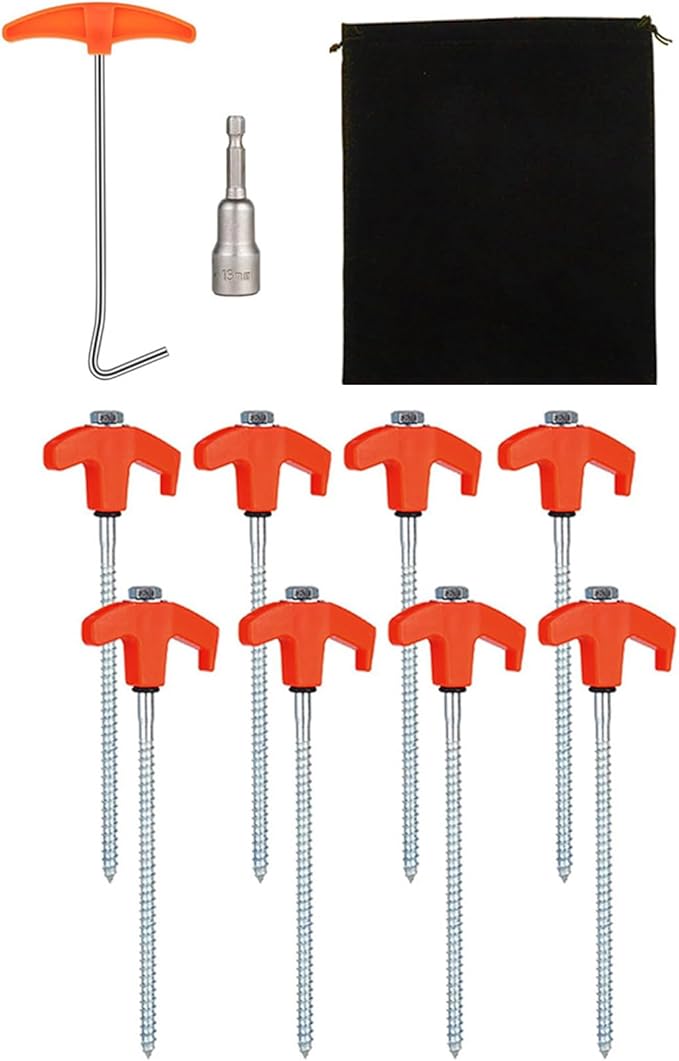 Camping Gear 8Pcs Outdoor Tent Peg with Hexagon Socket Long Screw Thread Stakes Screw Canopies Stakes for Canopies Campings Hiking