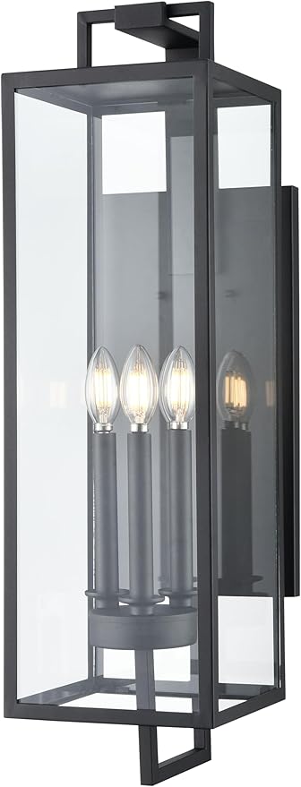 ML Lighting | Lamont Collection | 280003-TBK | 3 Light Outdoor Wall Sconce in Textured Black Finish with Clear Glass Shade | Perfect for Walkways Porches Backyards Patios and Driveways