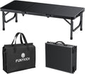 FUNYKICH 3ft Low Folding Camping Table with Carry Bag 34.2'' Lx15.7'' W Portable Picnic Tables Lightweight Thicker Aluminum Beach Table with Carry Handle for Beach Camping Picnic Black