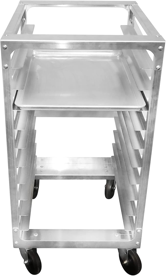 10 Tier Bun Pan Rack Commercial Aluminum Speed Rack With Heavy Duty Plate Casters And Non-Marking Polyolefin Wheels Food Service Sheet Pan Rack