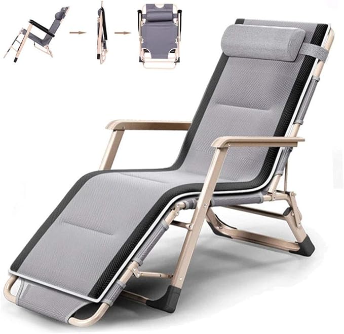 Folding Chair Recliner with CushionsAdjustable Sun Loungers Chairs Heavy Duty Sun Lounger Recliner Chairs Office Lunch Break Chair Garden Lounge Chair Outdoor for Outdoor Patio Camping Beautiful