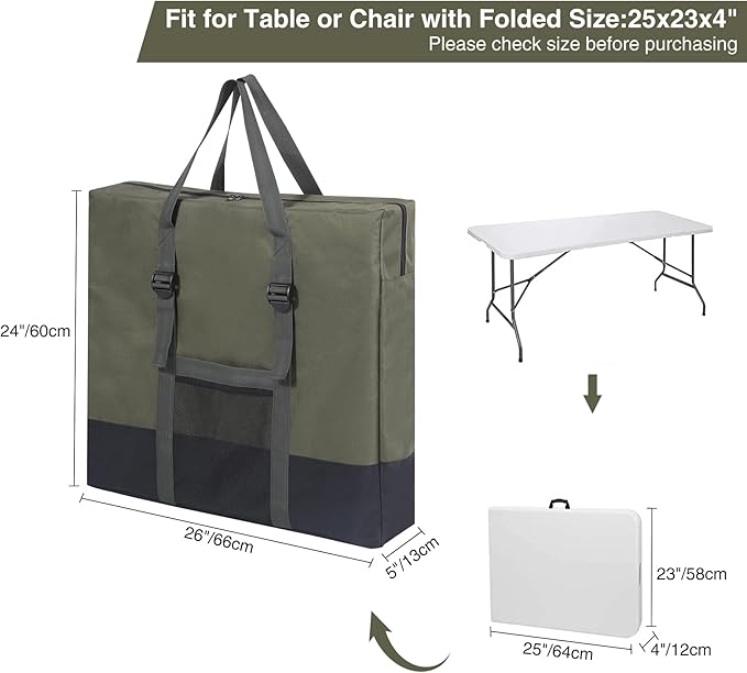 REDCAMP Folding Table Storage Bag WaterProof Carry Bag with Handles for Folding Picnic Camping Card Table Green 26 D x 5 W x 24 H