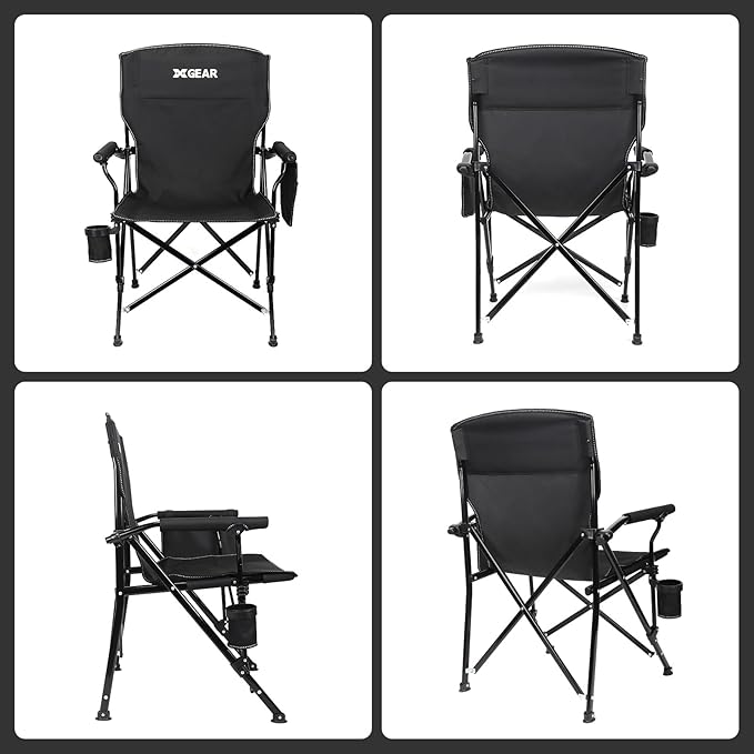 Camping Chair with Padded Hard Armrest Sturdy Folding Camp Chair with Cup Holder W Mesh Storage Bag Support to 400 lbsfor Adults 2 Pack