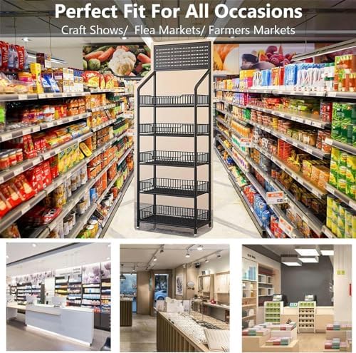 Store Display Rack Wall Mounted Storage Rack Supermarket Convenience StoreSupermarket Display Rack for Vegetables Snacks &amp Beverages - Versatile Utility Shelf with Removable Hooks Stylish