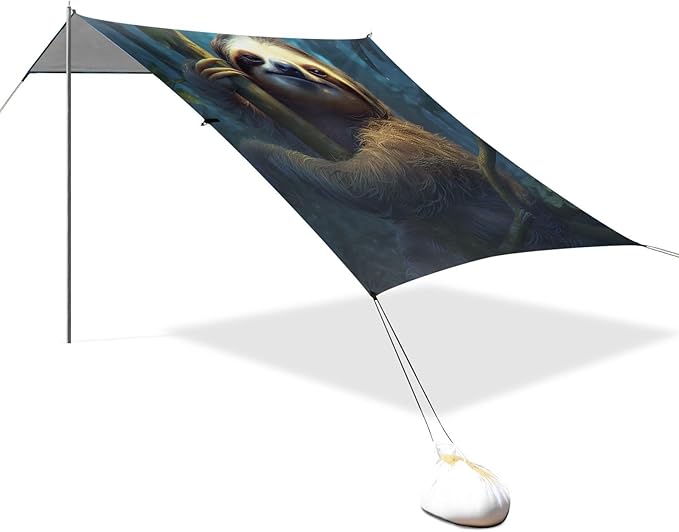 Beach Tent Sun Shelter Sloth Holding The Tree Lightweight &amp Easy Setup Beach Shade Canopy for Camping Fishing