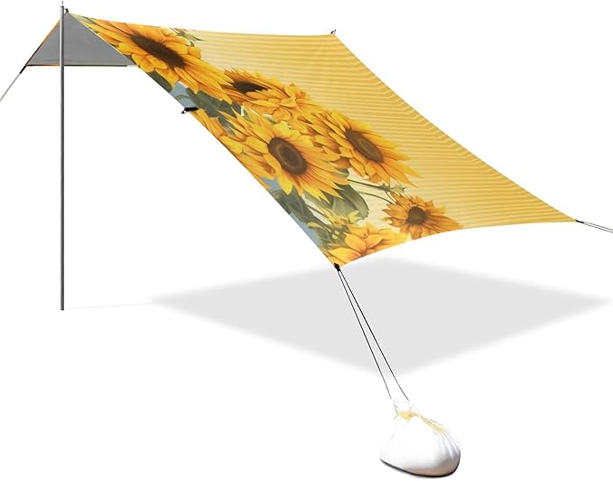 Sunflower Flower FloralCamping Sun Shelters 9.2 x 10.5 FT Beach Canopy Tent Sun Shade with Carrying Bag for Camping Trips Fishing Backyard Fun or Picnics 21340522