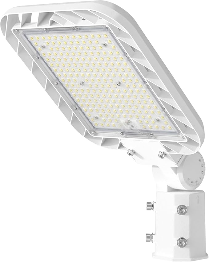 150W LED Parking Lot Light 22500LM Outdoor Light with Dusk to Dawn Photocell Adjustable Slip Fitter Mount 5000K IP65 100-277V Commercial LED Shoebox Light for Outdoor(White)