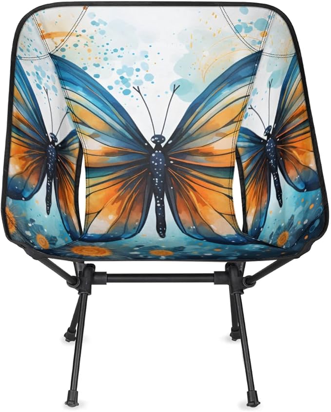 Portable Camping Chair Artistic Butterfly Ultralight Folding Camping Chair Gothic Butterfly Backpacking Hiking Chair with Cup Holder for Outdoor Travel Beach Picnic Festival 176 lbs Capacity