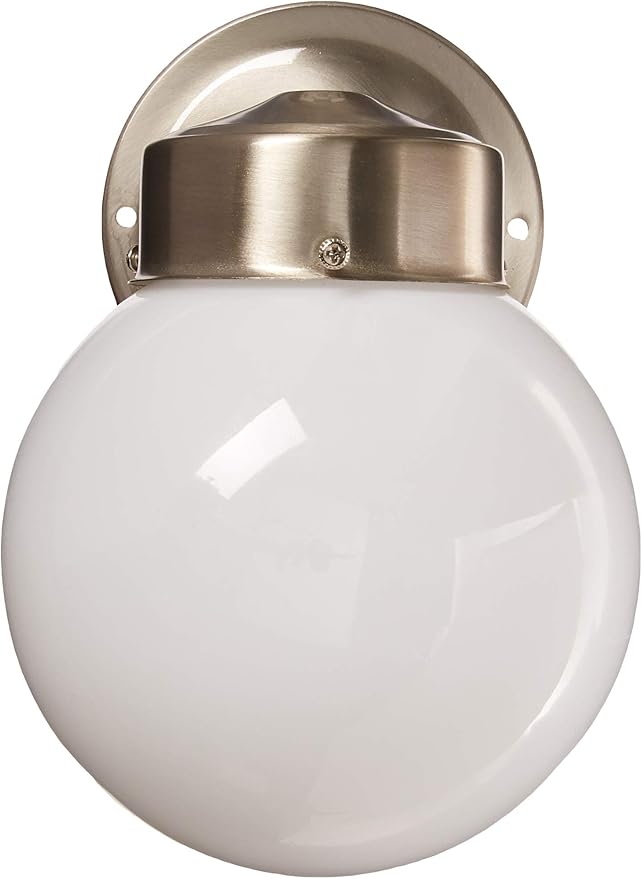 Nuvo SF76/705 Porch Wall Fixture with Globe Brushed Nickel Polished Brass