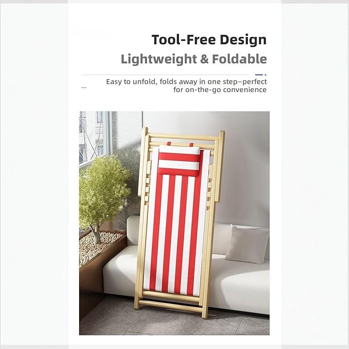 Folding Chairs Solid Wood Folding Chair for Outdoor Use Space Saving Lightweight Durable Fabric Ideal for Camping Beach Patio Garden Poolside Relaxation