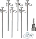 6pcs 3/8 x 12 inch Heavy Duty Camping Ground Anchors Non-Rust Tent Stakes Screw in Kit for Securing Animals Trampoline Carports Canopies Sheds Swing Sets Ground Anchors for High Winds