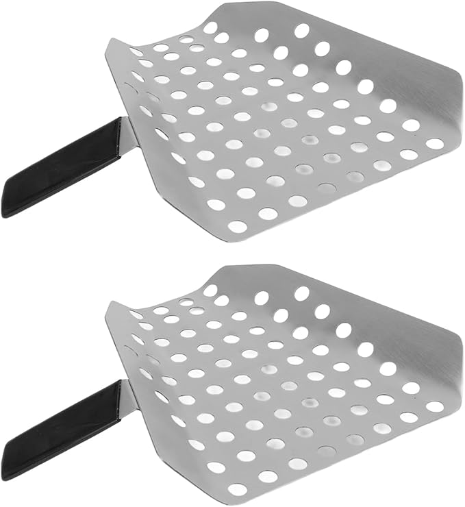French Fry Scoop Stainless Steel Ergonomic Single Handle Kitchen Tool for Store Movie Theater Picnic 2pcs