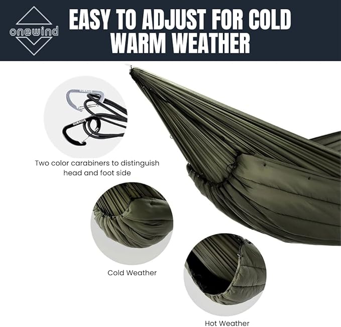onewind Double Hammock Underquilt Warm Insulation Ultralight 3-4 Season Camping Quilt Portable for Hiking Backpacking