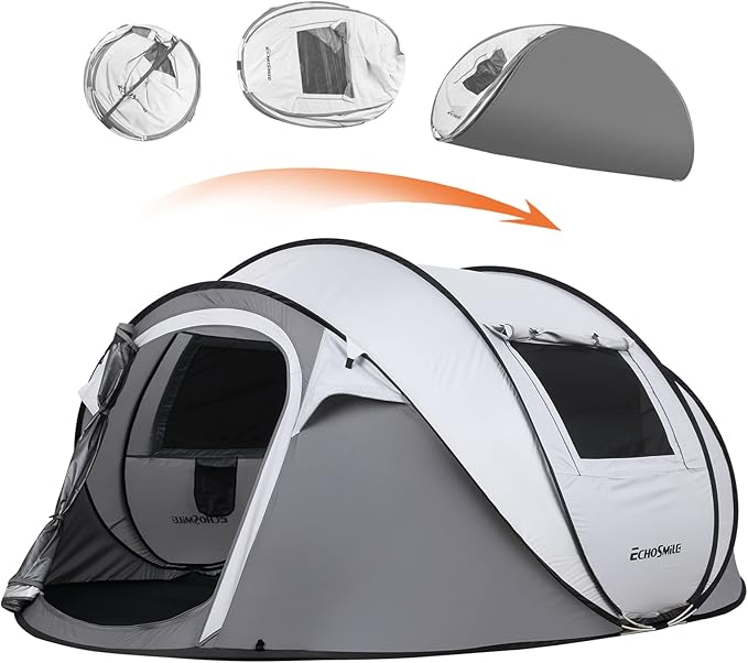 EchoSmile Instant Pop Up Camping Tent 2/4/6 Person Easy Setup Tent Water Resistant Dome Portable with Carry Bag