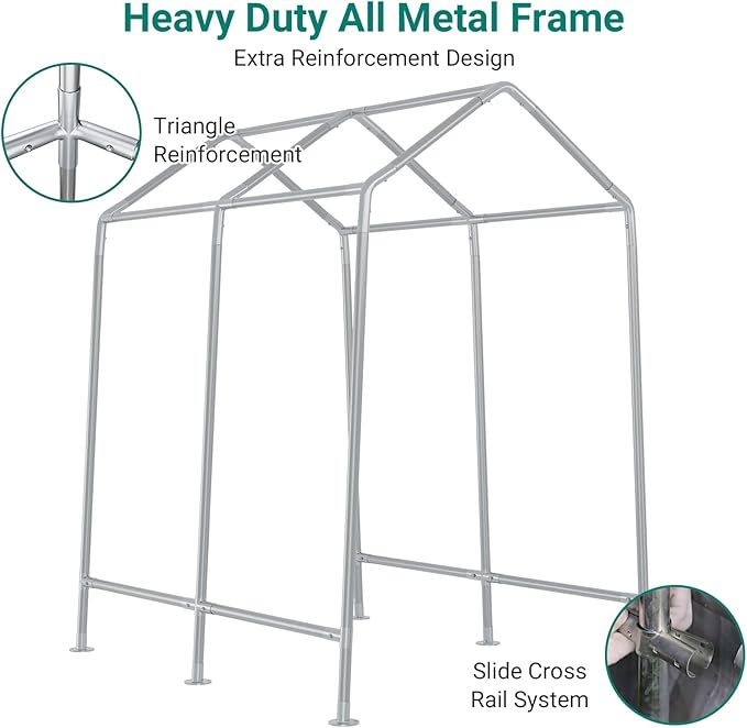 12×12 ft Outdoor Storage Sheds Portable Storage Shelter Shed with Roll up Zipper Doors Waterproof Outside Utility Shed Garage Tent for Motorcycle Bicycles and Camping Tools