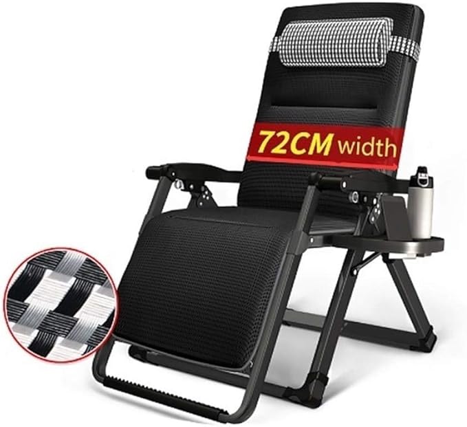 FWZJ Household Leisure Deck Chair Adjustable Reclining Breathable Outdoor Beach Chair Multi-Function Foldable Office Lunch Break Seat (Style C)