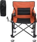 Foldable Fishing Chair Heavy Duty Portable Adjustable Camping Chair with Rod Holders Non-Slip Feet Carrier Bag for Outdoor Fishing Travel Beach Orange