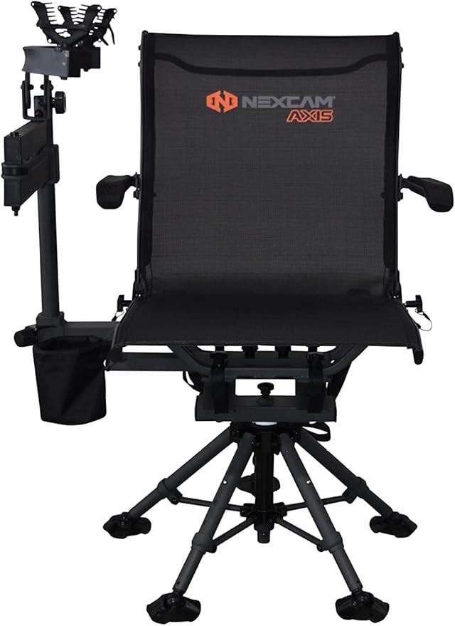 NEXCAM® AXIS SG 360 Ultimate Shooting Chair with AXIS V2 Shooting Rest. Rocking Chair. Dual-axis Swivel and Tilting Chair. Camp. Fish. Hunt. Patent Pending