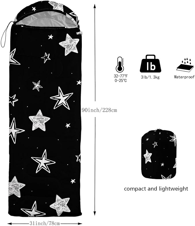 Kids Sleeping Bag for Boys GirlsWestern Cowboy Print-Lightweight Warm Portable Outdoor Indoor-Waterproof Cold Weather Resistant Sleeping Bag for Camping Hiking